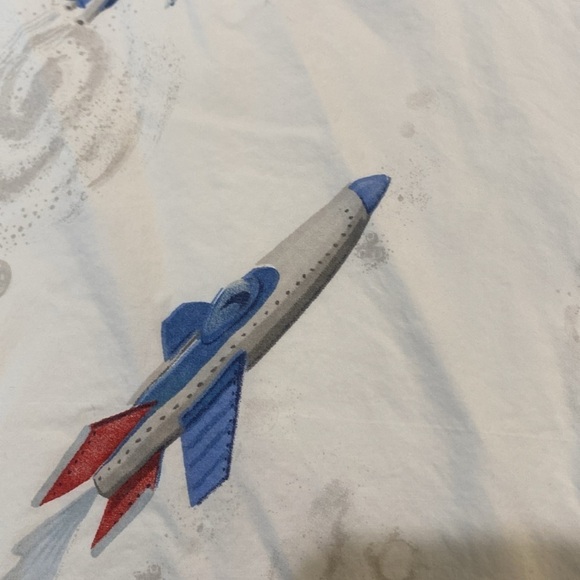 PB Kids Rocket ship print twin flat sheet - Picture 3 of 6